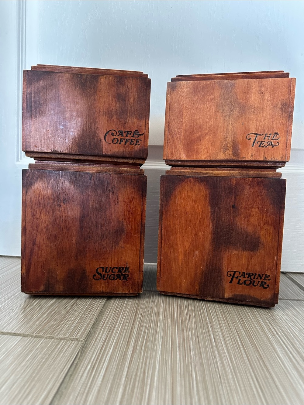 Vintage Wood Canisters set of 4.